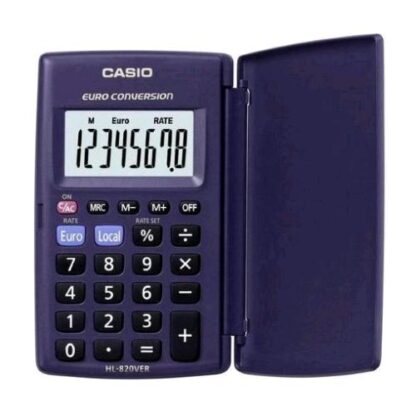 CASIO HL-820VER CALCOLATRICE TASCABILE DISPLAY EXTRA LARGE AD 8 CIFRE CON COPERCHIO DOPPIA ALIMENTAZIONE BATTERIA/SOLARE BLU