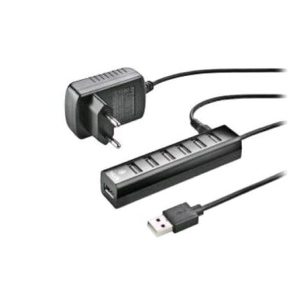 NGS IHUB7 TINY HUB USB 2.0 7X PORTE USB-A 2.0 CON ADDATATORE DI ALIMENTAZIONE NERO