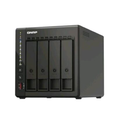 QNAP TS-453E NAS CHASSIS TOWER INTEL CELERON J6412 2.6GHz RAM 8GB-4 BAY HDD/SSD 2.5"/3.5"/M.2-LAN 10/100/1000/2500 Mbps COLORE NERO