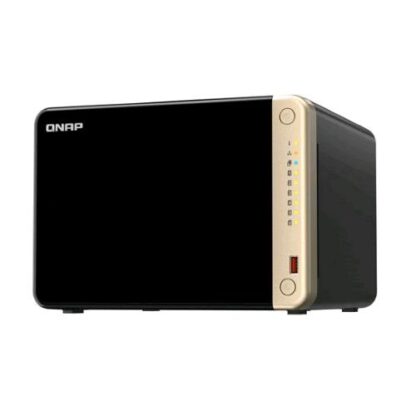 QNAP TS-664 NAS CHASSIS DESKTOP CELERON N5095 2.9GHz RAM 16GB-6 BAY HDD/SSD 2.5"/3.5"/M.2-LAN 100/1000/2500 Mbps COLORE NERO/GOLD