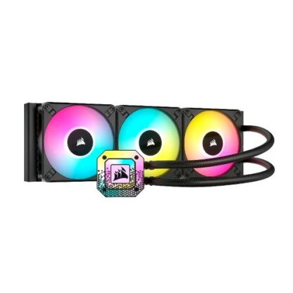 CORSAIR ICUE H150I ELITE CAPELLIX XT DISSIPATORE A LIQUIDO PER CPU TRE VENTOLE AF120 RGB ELITE RADIATORE DI 360 MM INTEL/LGA/1700/1200/115X/2066 AMD AM5 AM4 NERO