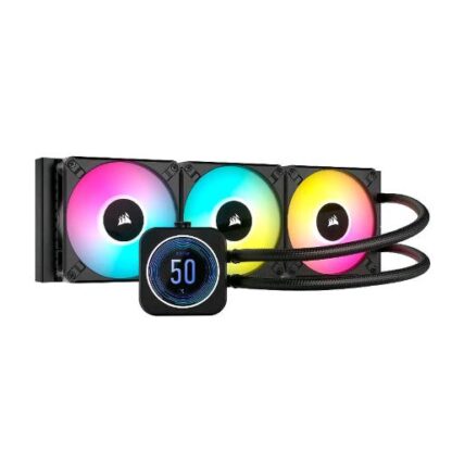 CORSAIR ICUE H150I ELITE LCD XT DISSIPATORE A LIQUIDO PER CPU SCHERMO LCD IPS TRE VENTOLE AF120 RGB ELITE RADIATORE DI 360 MM ADATTO PER INTEL LGA 1700 AMD AM5 NERO