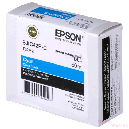 EPSON SJIC42P-C CARTUCCIA INCHIOSTRO CIANO ORIGINALE 50 ML PER ColorWorks CW-C4000E (BK), CW-C4000E (MK)