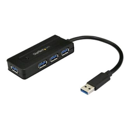 STARTECH ST4300MINI MINI HUB CON ALIMENTATORE USB-A 4 x USB-A 3.0 SUPERSPEED CON PORTA DI RICARICA DESKTOP NERO