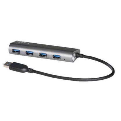 I-TEC U3HUB448 HUB USB-A 3.0 AUTOALIMENTATO IN METALLO 4 x USB 3.2 Gen 1 SUPERSPEED 5Gbps CHARGHING CON ALIMENTATORE ESTERNO GRIGIO