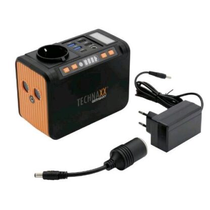TECHNAXX TX-205 MINI POWER STATION 80W BATTERIA 74 WH 20.000 MAH 3.7V PRESA 220V CON 80 W 4xUSB-A QC3.0 1xUSB-C PD 18W 2 LUCI LED E PANNELLO LED CON FUNZIONE TORCIA/SOS