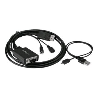 STARTECH CAVO ADATTATORE CONVERTITORE DA DISPLAYPORT A VGA CON AUDIO JACK 3.5mm MICRO USB B SOLO ALIMENTAZIONE 2 MT NERO