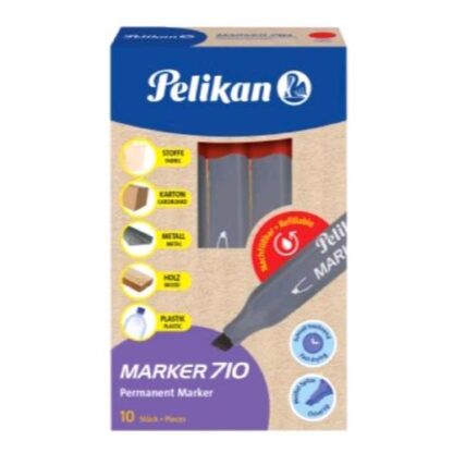 PELIKAN MARKER710 MARCATORE PERMANENTE PUNTA A SCALPELLO ROSSO CONF 10 Pz.