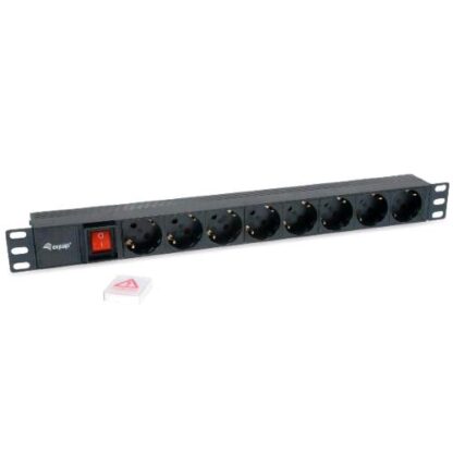 EQUIP MULTIPRESA PER RACK 8-BAY SCHUKO CEE7/4 1U 19" CON INTERRUTTORE ON/OFF CAVO 1.8 MT NERO