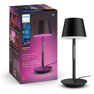 PHILIPS HUE GO LAMPADA DA TAVOLO RICARICABILE LCE BIANCA E COLORATA WIRELESS CONTROLLO VOCALE CON ALEXA, GOOGLE ASSISTANT O APPLE HOME KIT PER INTERNO ED ESTERNO IP 54 6.2 NERO
