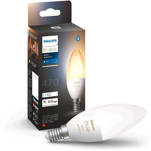 PHILIPS HUE WHITE AMBIANCE LAMPADINA SMART LED SMART BLUETOOH ATTACCO E14 4W EQUIVALENTE 25 W DIMMERABILE CLASSE G LUCE BIANCA DA CALDA A FREDDA 2200-6500 K