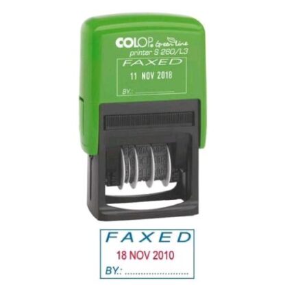 COLOP S260L3 GREENLINE TIMBRO REGISTRATO DATRIO AUTOINCHIOSTRANTE 3 RIGHE CARATTERE 4 mm VERDE