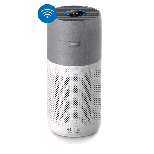 PHILIPS AC3033/10 PURIFICATORE D'ARIA INTELLIGENTE RIMUOVE ALLERGENI GAS NOCIVI PARTICELLE ULTRASOTTILI FILTRO HEPA CARBONI ATTIVI SUPERFICIE 104 mq CONNESSO AD APP GRIGIO/BIANCO