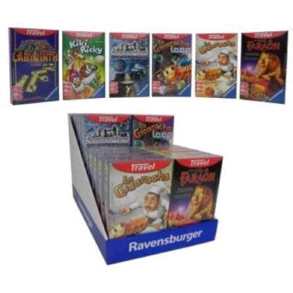 RAVENSBURGER ESPOSITORE TRAVEL GAMES GIOCHI DA TAVOLO ASSORTITI CONF 24 Pz.
