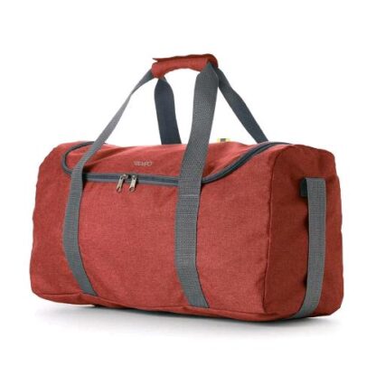 IN TEMPO BORSA SPORT RIPIEGABILE READY IN TESSUTO ANTIGRAFFIO TRACOLLA ESTENSIBILE IDEALE PER VIAGGI SPORT E LAVORO DIMENSIONI 48 X 20 X 27 CM ROSSO