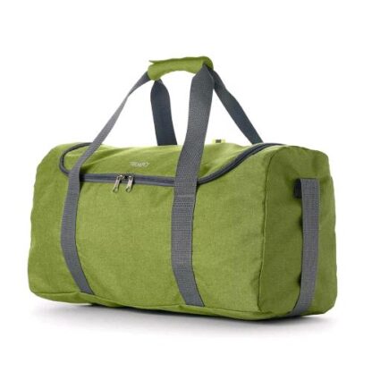 IN TEMPO BORSA SPORT RIPIEGABILE READY IN TESSUTO ANTIGRAFFIO TRACOLLA ESTENSIBILE IDEALE PER VIAGGI SPORT E LAVORO DIMENSIONI 48 X 20 X 27 CM LIME