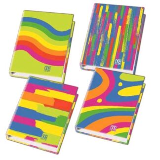 BLASETTI FANTAFLUO RACCOGLITORE IN CARTONCINO 4 ANELLI DA 30 mm 320X260 mm FANTASIE ASSORTITE CONF 6 Pz.