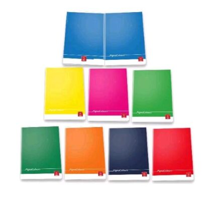 PIGNA COLORS MAXI QUADERNO PUNTO METALLICO 80 GR 210X297 mm 20 FOLGI A QUADRETTI 4M COLORI ASSORTITI CONF 10 Pz.