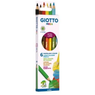 GIOTTO MEGA PASTELLO MINA 5.5 mm COLORI ASSORTITI CONF 6 Pz.