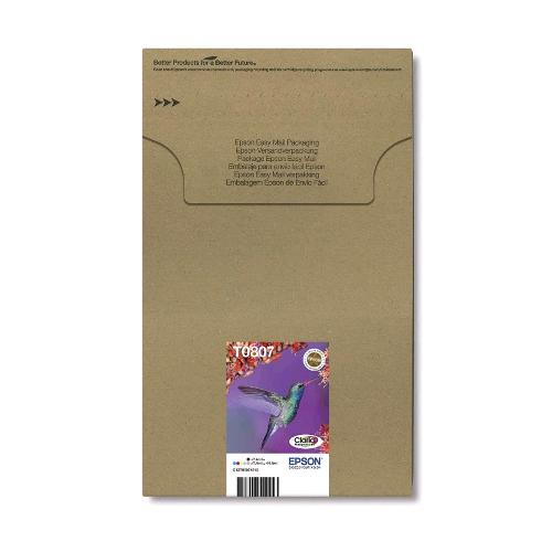 EPSON T0807 MULTIPACK CARTUCCIA INK-JET ORIGINALE 6 COLORI GIALLO CIANO MAGENTA CIANO CHIARO MAGENTA CHIARO NERO RESA STANDARD