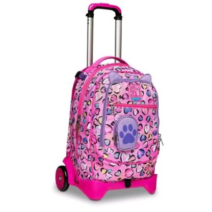 SEVEN FLEECY GIRL TROLLEY JACK 2 RUOTE IN POLIESTERE 37X51X27 CM 34 LT SCOMPONIBILE TASCA FRONTALE FANTASIA