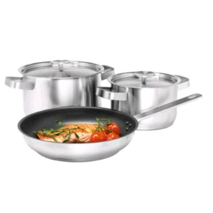ELECTROLUX E3SS SET DI PENTOLE ACCIAIO PER PIANI COTTURA AD INDUZIONE RADIANTE O A GAS IN ACCIAIO INOX SET 3 Pz.