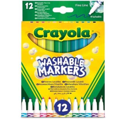 CRAYOLA WASHABLE MARKERS PENNARELLI PUNTA FINE SUPER LAVABILI CONF 12 Pz.