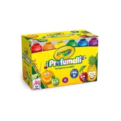 CRAYOLA PROFUMELLI TEMPERE LAVABILI PROFUMATE IN FLACONCINI DA 59 ML COLORI ASSORTITI CONF 6 Pz.