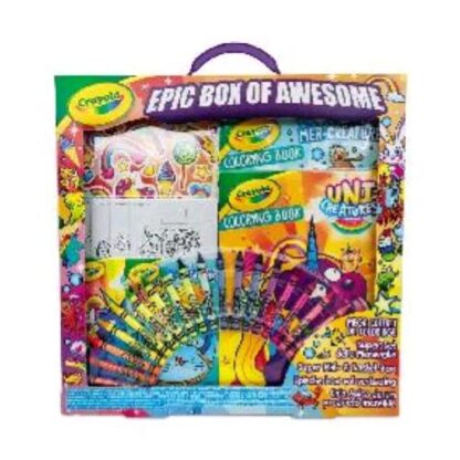CRAYOLA SUPER SET DELLE MERAVIGLIE CON 4 ALBUM DA COLORARE ADESIVI E 24 PASTELLI A CERA COLORI ASSORTITI