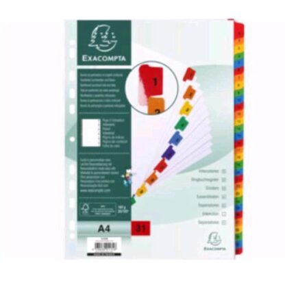 EXACOMPTA INTERCALARE NUMERICO 1-31 IN CARTONCINO 160GR 225X297 mm 12 TASTI BIANCO