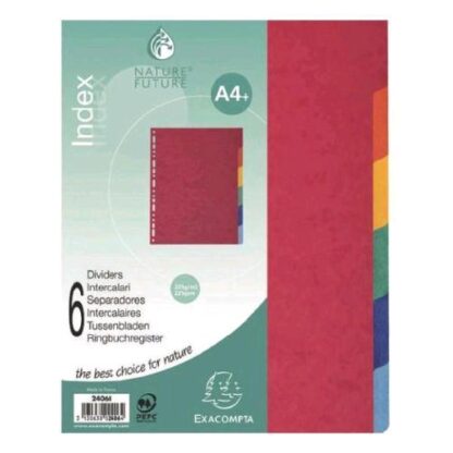 EXACOMPTA NATURE FUTURE DIVISORI IN CARTONCINO 225GR 242X297 mm 6 TASTI COLORI ASSORTITI