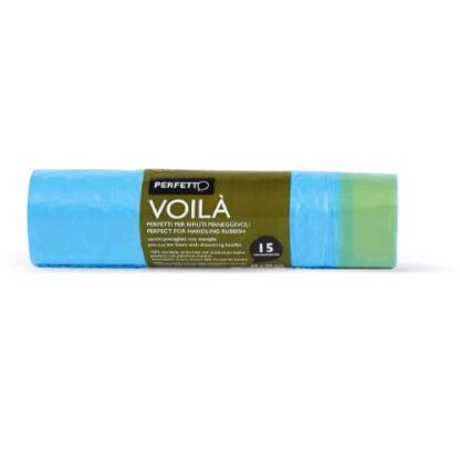 PERFETTO SACCHI IMMODIZIA 50X60 CM CON MANIGLIE ROTOLO A STRAPPO AZZURRO CONF 15 Pz.