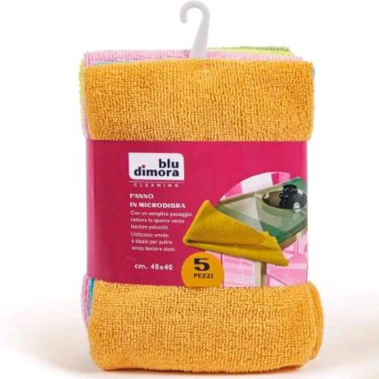 PERFETTO PANNI MULTIUSO IN MICROFIBRA 40X40 CM COLORI ASSORTITI CONF 5 Pz.