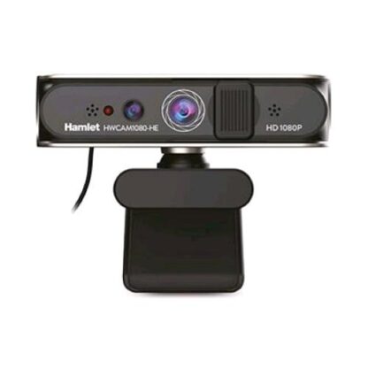 HAMLET HWCAM1080-HE WEBCAM IR USB FULL HD CON MICROFONO INTEGRATO E COPERTURA PER LA PRIVACY COMPATIBILE CON WINDOWS HELLO BLACK