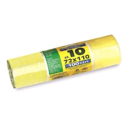 PETER PAN PLAST SACCHI IN HDPE ANTIGOCCIA 70X110 CM ROTOLO A STRAPPO GIALLO CONF 10 Pz.