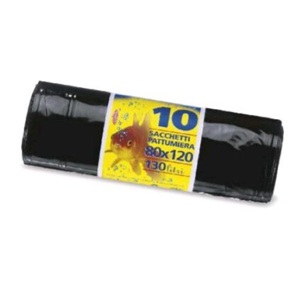 PETER PAN PLAST SACCHI IN LDPE 80X120 CM ROTOLO A STRAPPO NERO CONF 10 Pz.