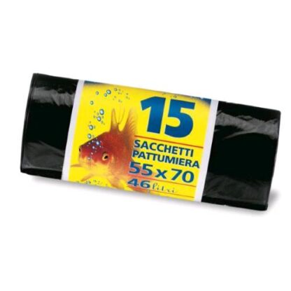 PETER PAN PLAST SACCHI CON LEGACCIO IN HDPE 55X70 CM ROTOLO A STRAPPO NERO CONF 15 Pz.