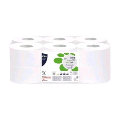 PAPERNET CARTA IGIENICA JUMBO MINI 2 VELI MICROGOFFRATO 150 MT 405 STRAPPI BIANCO CONF 12 Pz.