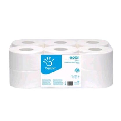 PAPERNET CARTA IGIENICA MINI JUMBO 2 VELI 185.70 MT 609 STRAPPI BIANCO CONF 12 Pz.