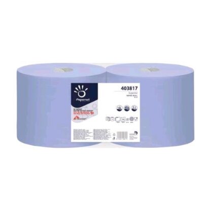 PAPERNET BOBINA SUPERIOR ASCIUGATUTTO IN PURA CELLULOSA 3 VELI 500 STRAPPI 21.5X28 CM BLU CONF 2 Pz.