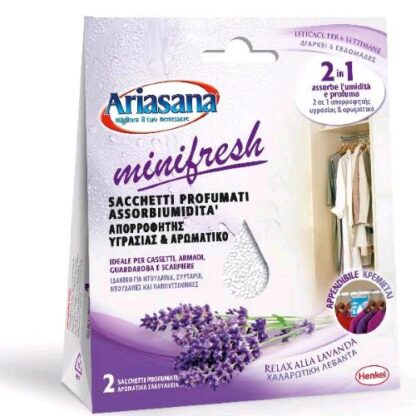 ARIASANA MINIFRESH ASSORBIUMIDITA PER ARMADI SACCHETTI DA 50 GR LAVANDA CONF 2 Pz.