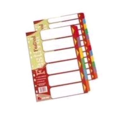 KING MEC DIVISORI FESTIVAL IN CARTONCINO 6 POSIZIONI 210X297 mm PERFORAZIONE UNIVERSALE COLORI ASSORTITI CONF 6 Pz.