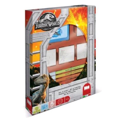 MULTIPRINT JURASSIC WORLD BOX 4 TIMBRI CON TAMPONE E 7 PENNARELLI
