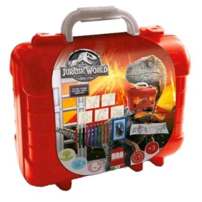 MULTIPRINT JURASSIC WORLD TRAVEL SET VALIGETTA IN PLASTICA CON TIMBRI MATITE LIBRETTO ATTIVITA' TAMPONE E ADESIVI COLORI ASSORTITI