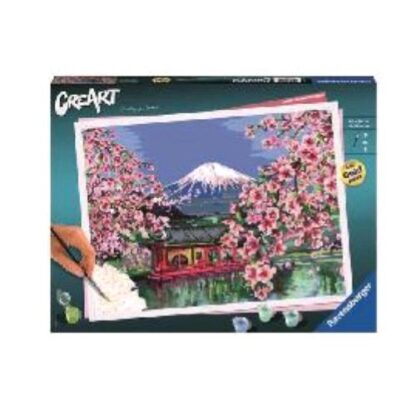 RAVENSBURGER CREART LA FIORITURA DE CILIEGI KIT PER DIPINGERE CON I NUMERI CON TAVOLA PRESTAMPATA 40X30 CM COLORI E PENNELLO