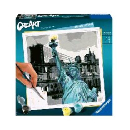 RAVENSBURGER CREART NEW YORK KIT PER DIPINGERE CON I NUMERI CON TAVOLA PRESTAMPATA 20X20 CM COLORI E PENNELLO