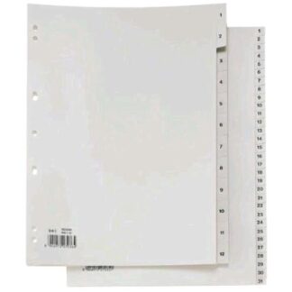 SEI ROTA RECORD INTERCALARE NUMERICO 1-12 IN PLASTICA 210X297 mm FORATURA UNIVERSALE GRIGIO CONF 12 Pz.