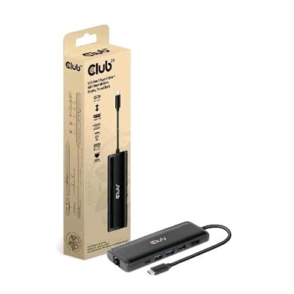 CLUB3D CSV-1597 HUB USB TYPE-C 8-in-1 MST DUAL 4K 60Hz TRAVEL DOCK HDMI 8K 30Hz DISPLAYPORT 8K 30Hz 2xUSB-A 1xRJ-45 1xUSB-C PD 3.0 SLOT SD/ MICROSD BLACK