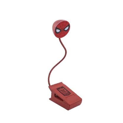 PALADONE PP9722SPM LAMPADA DA LETTURA SPIDERMAN MARVEL PER LEGGERE A LETTO O LUCE PORTATILE PER VIAGGI CON CLIP ROSSO