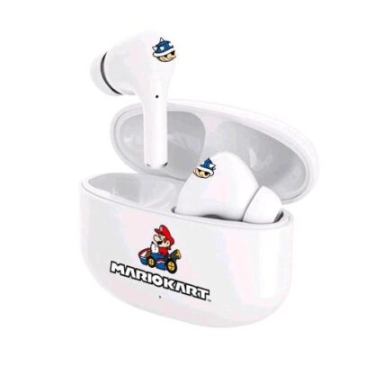 OTL MK0965 CUFFIE AURICOLARI WIRELESS BLUETOOTH MARIO KART IN-EAR CON CUSTODIA DI RICARICA BIANCO